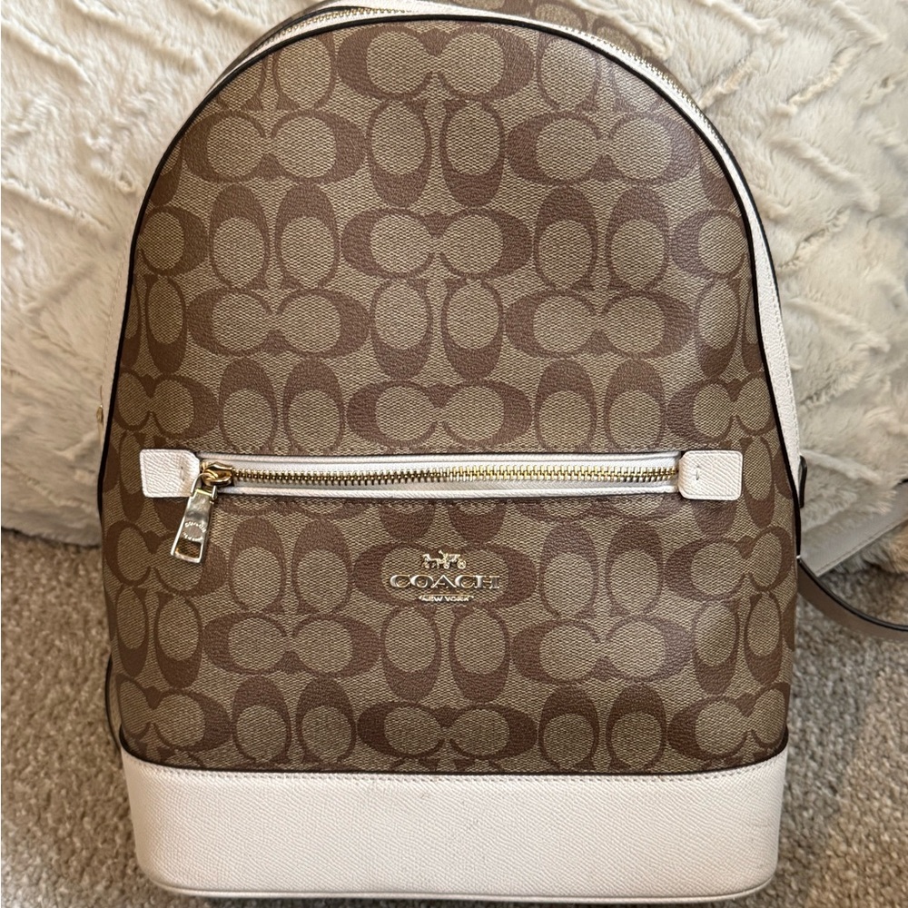 Coach Monogram Backpack in Brown and Cream